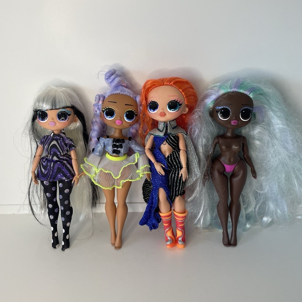 LOL OMG Doll Lot Of 4 Lady Major Miss Royale Groovy Babe Lady Braids Incomplete